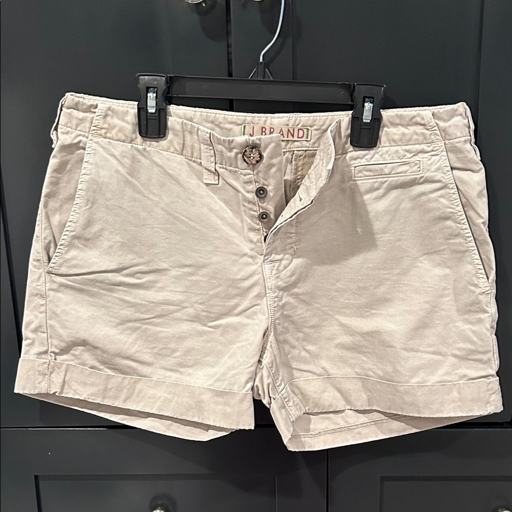 J Brand Stone Beige Cotton Chino Cuffed Shorts